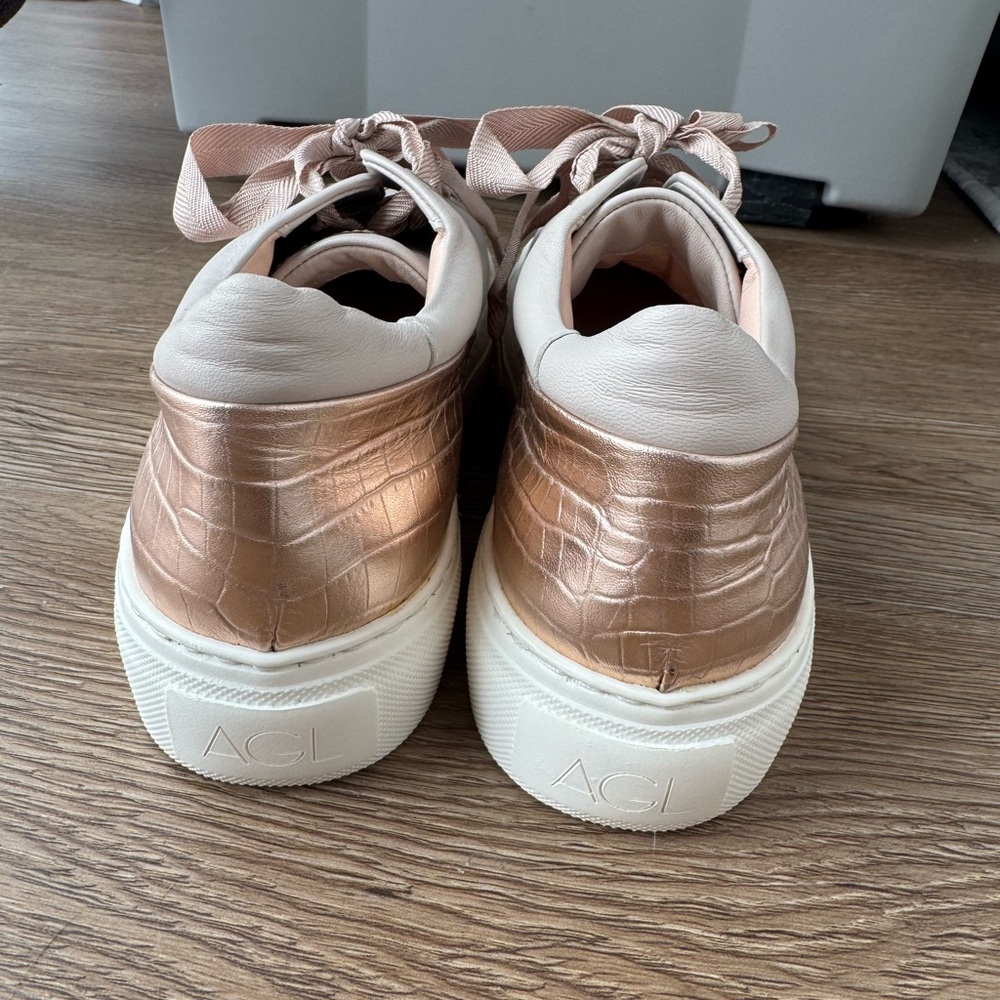 AGL Leather Platform Sneakers - Blush Pink - Size 38.5 - Picture 3 of 5